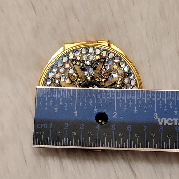 Vintage Rhinestone Double Mirror Compact
